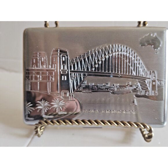 Vintage Souvenir Cigarette Case "Sydney Harbour Bridge" 4 3/4" x 3 1/2" - Picture 3 of 9